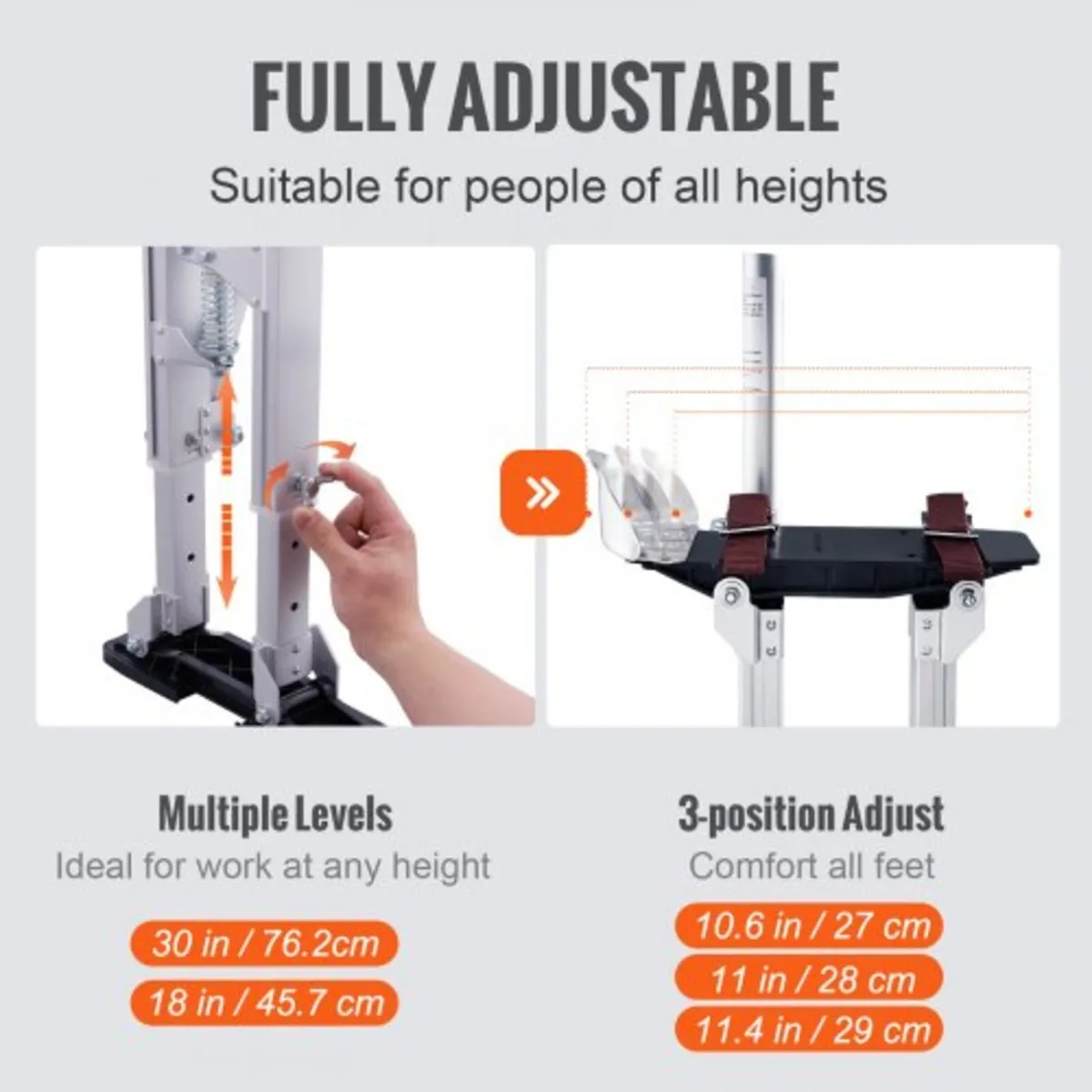 Drywall Stilts, 46 cm-76 cm Adjustable Aluminum To - Image 2