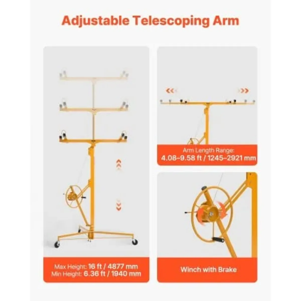 4877 mm Drywall Lift, Heavy-Duty 68 kg Sheetrock H - Image 3