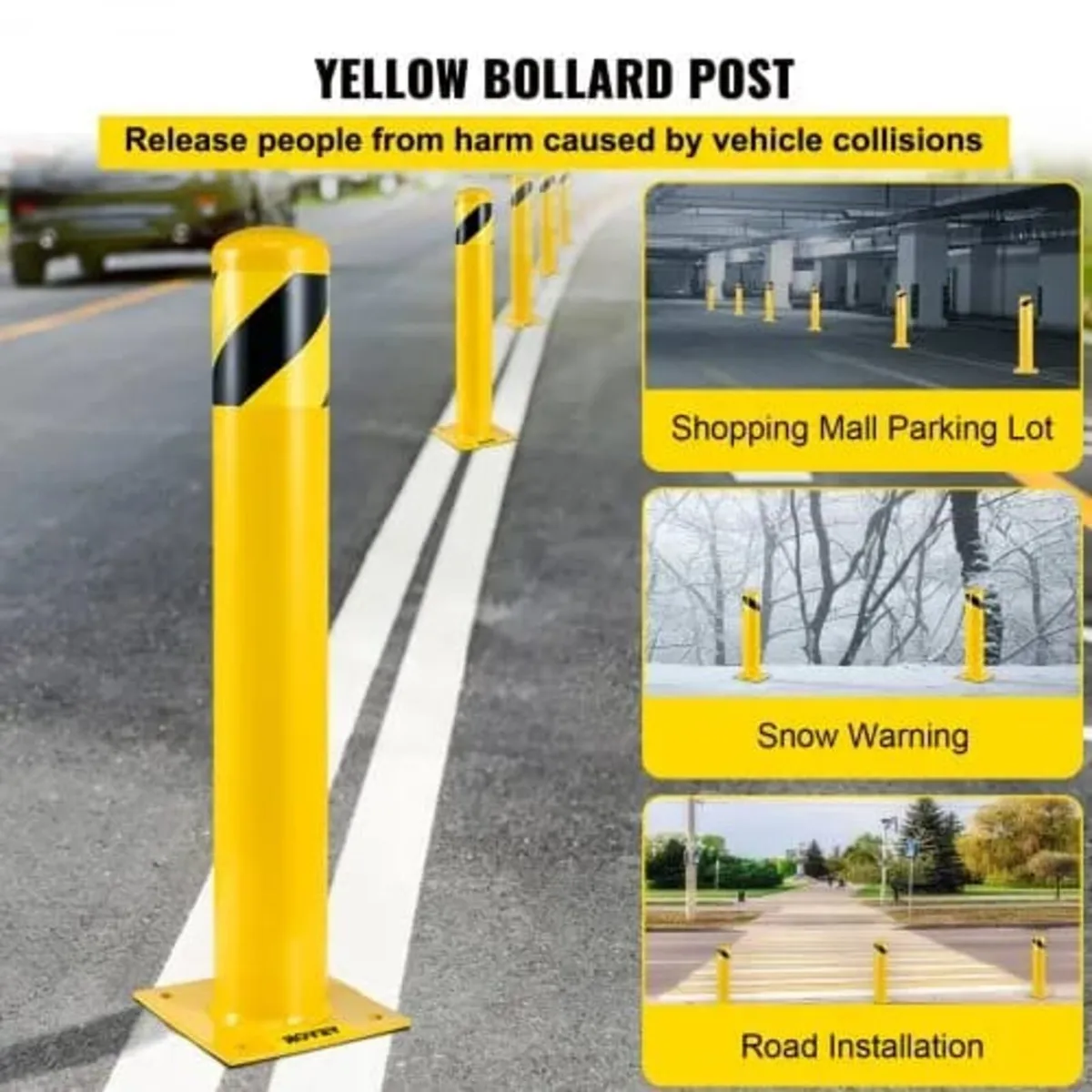 Safety Bollard, 42 Inch Height Bollard Post, 5.5 I - Image 4