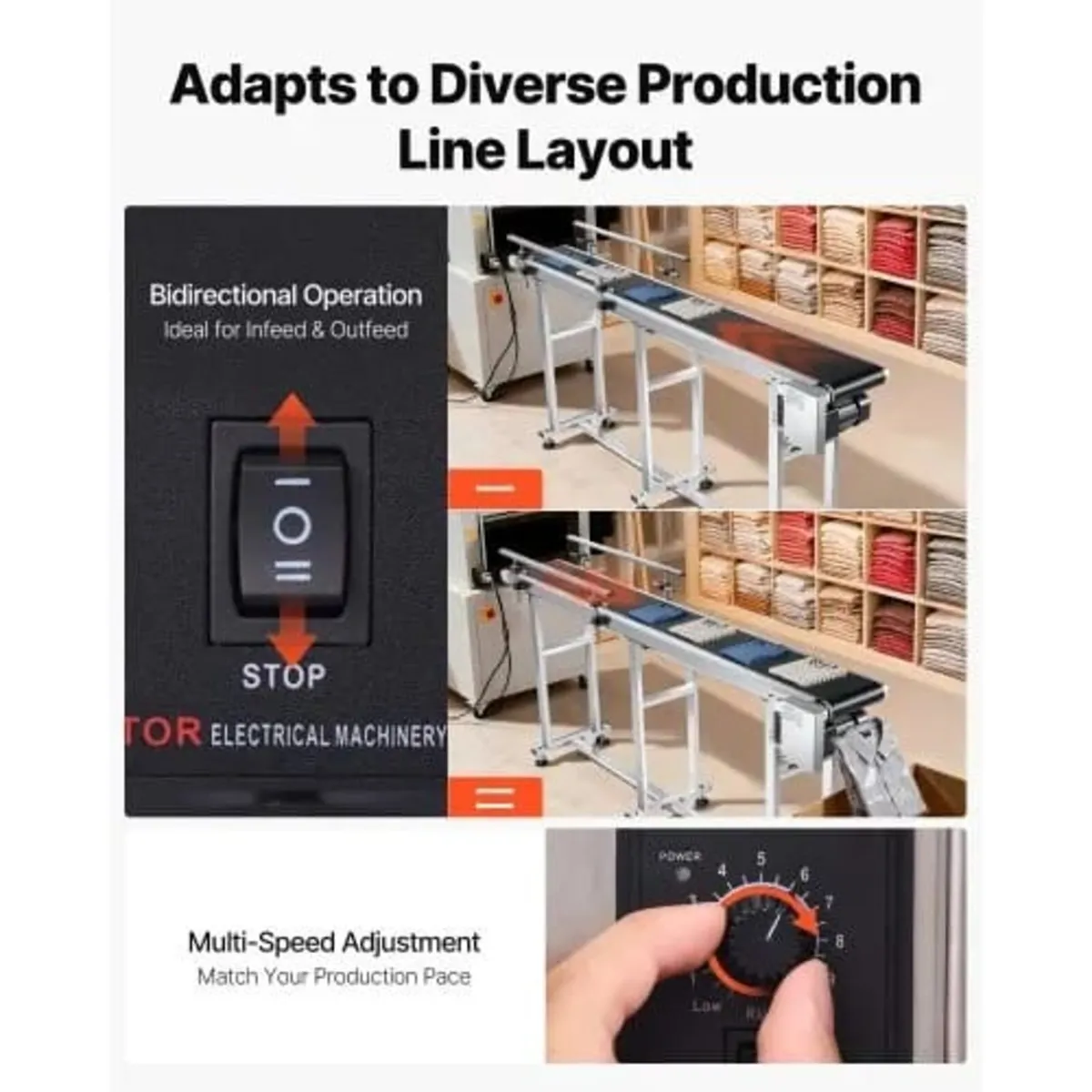 Belt Conveyor, 71 x 7.8 inch Conveyor Table, Heavy - Image 3