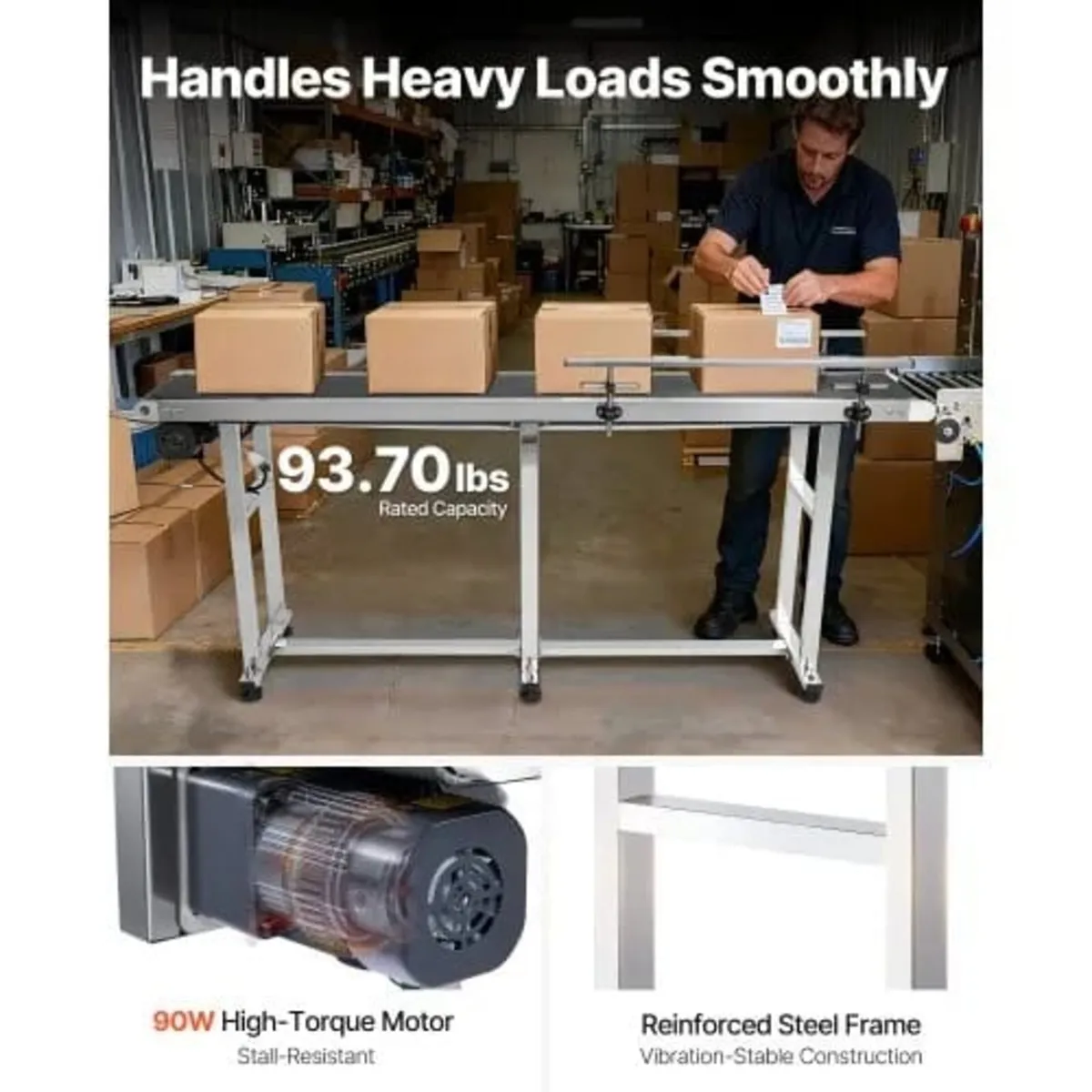 Belt Conveyor, 71 x 7.8 inch Conveyor Table, Heavy - Image 4