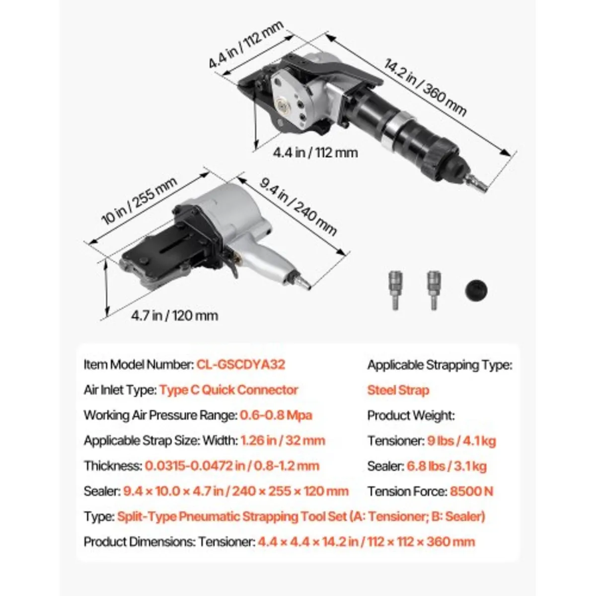 Pneumatic Steel Strapping Machine, 8500 N Tension - Image 4