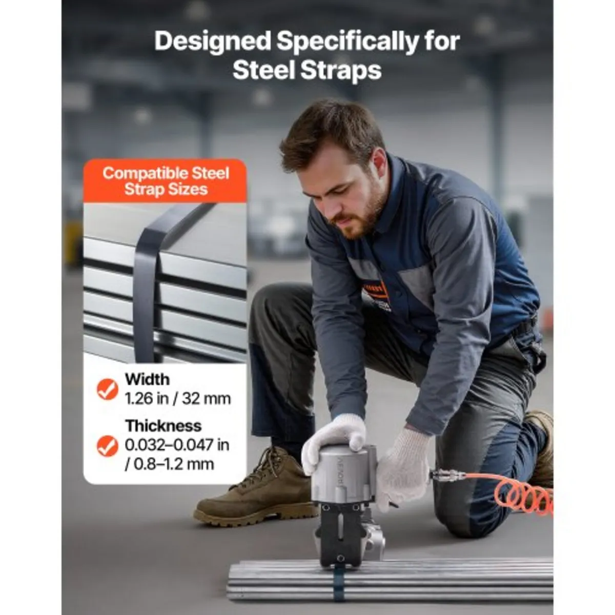 Pneumatic Steel Strapping Machine, 8500 N Tension - Image 2