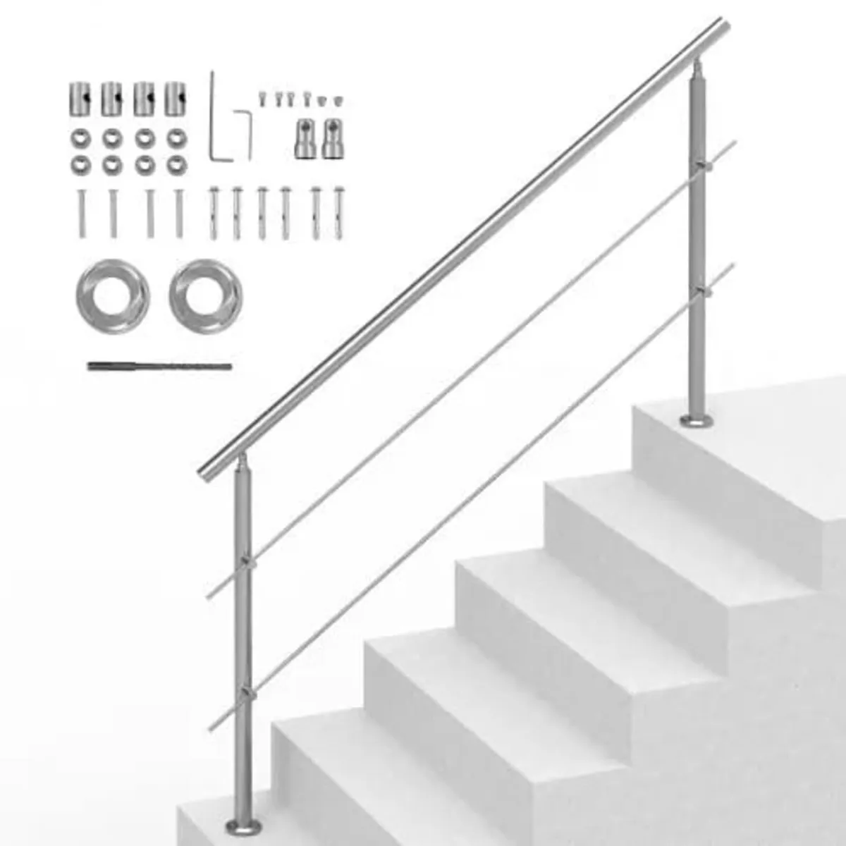 180.1 cm Handrails for Outdoor Steps 2 Crossbars S - Image 1