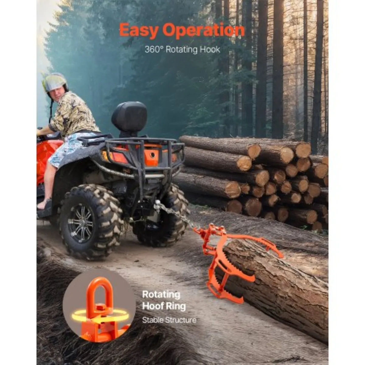 28in Log Lifting Tongs, 4-Claw Log Tongs, Heavy Du - Image 3