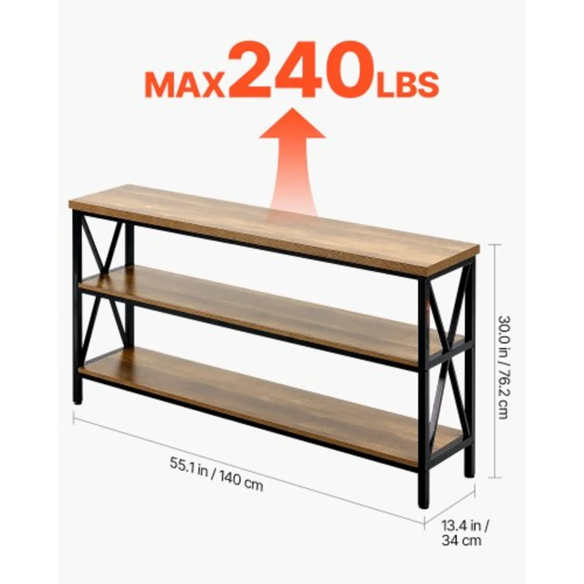 Narrow Console Sofa Table, 55.1 inches Behind Couc - Image 3