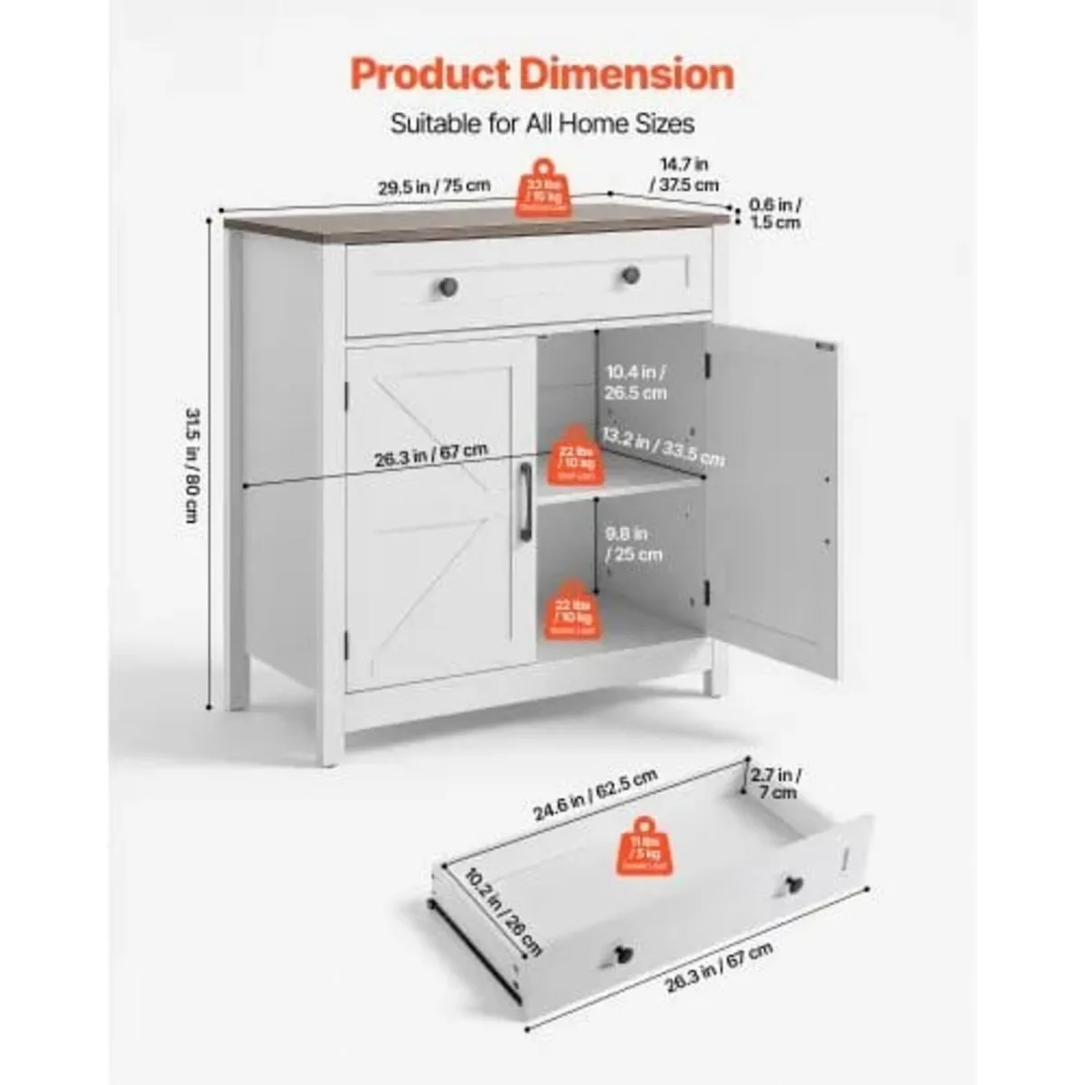 Coffee Bar Cabinet, Farmhouse Coffee Bar Table wit - Image 2