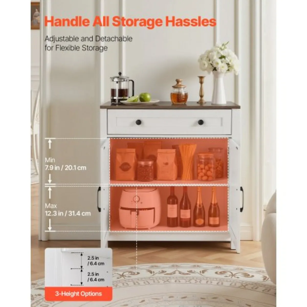 Coffee Bar Cabinet, Farmhouse Coffee Bar Table wit - Image 3