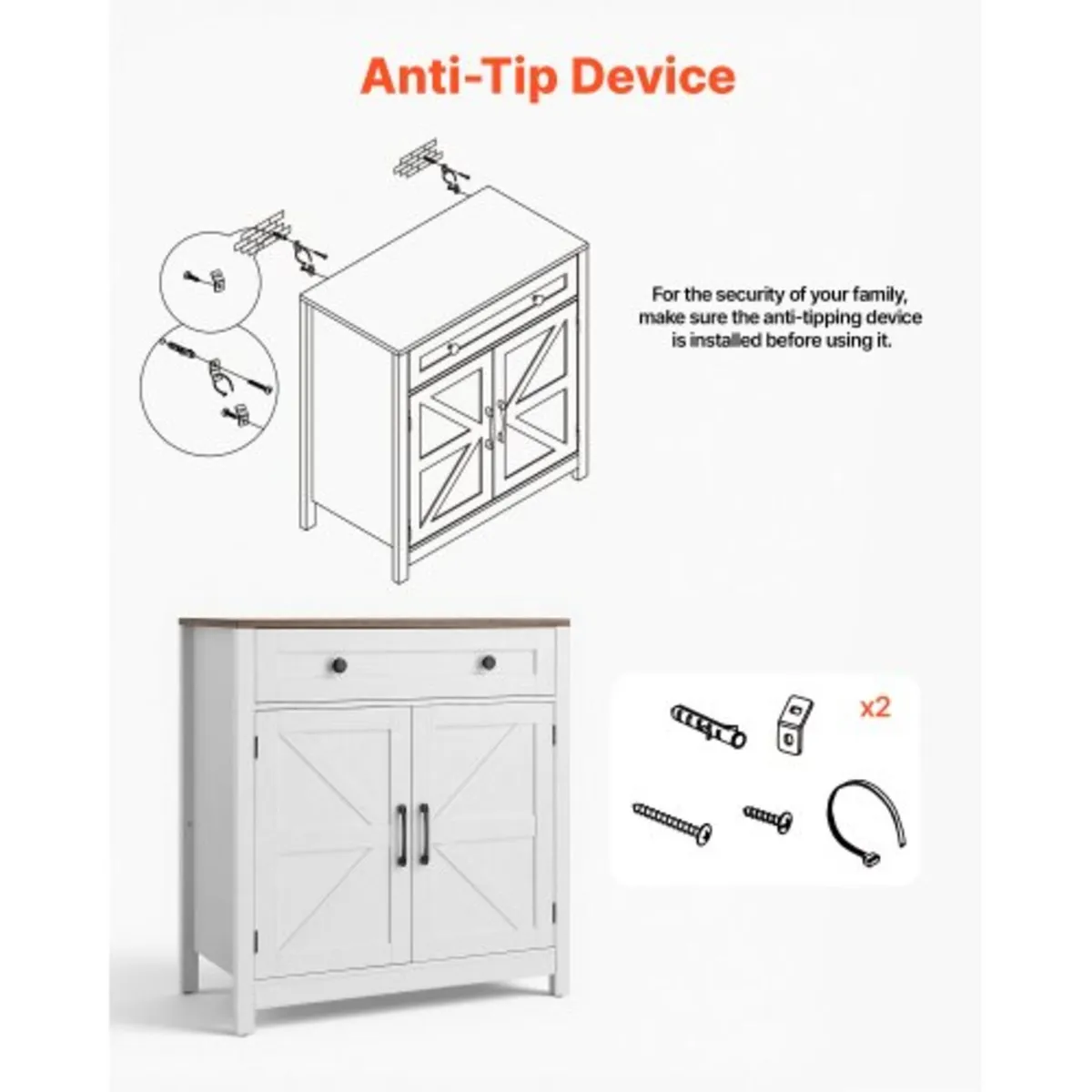 Coffee Bar Cabinet, Farmhouse Coffee Bar Table wit - Image 4