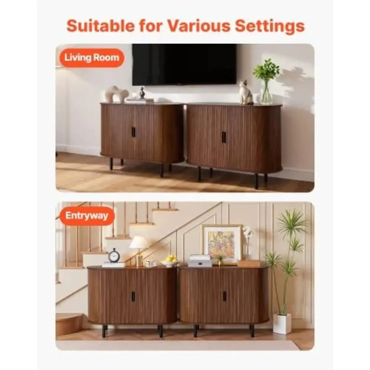 Coffee Bar Cabinet, Mid Century Fluted Coffee Bar - Image 4