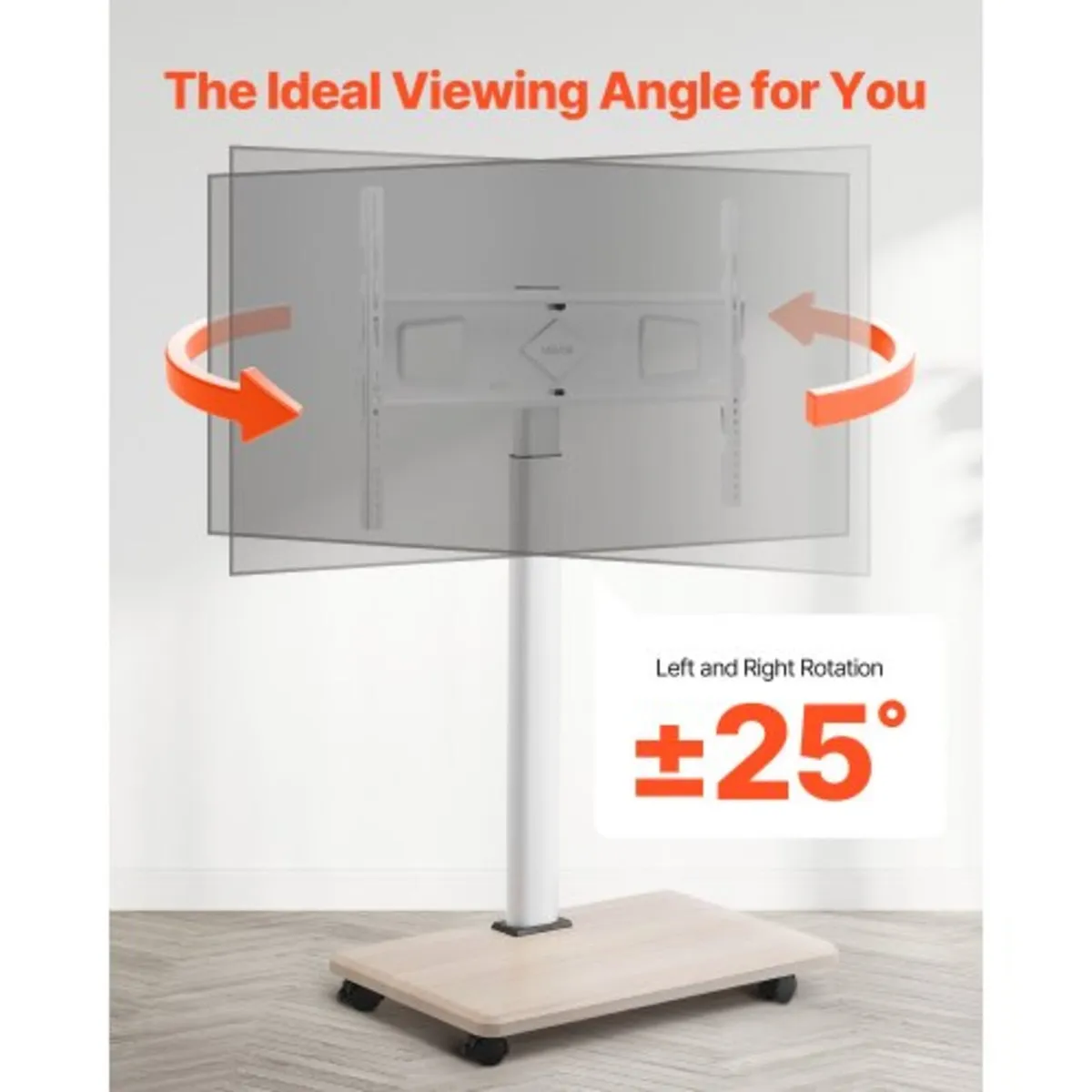 Rolling TV Stand, Mobile TV Cart for 32-70 Inch Sc - Image 4