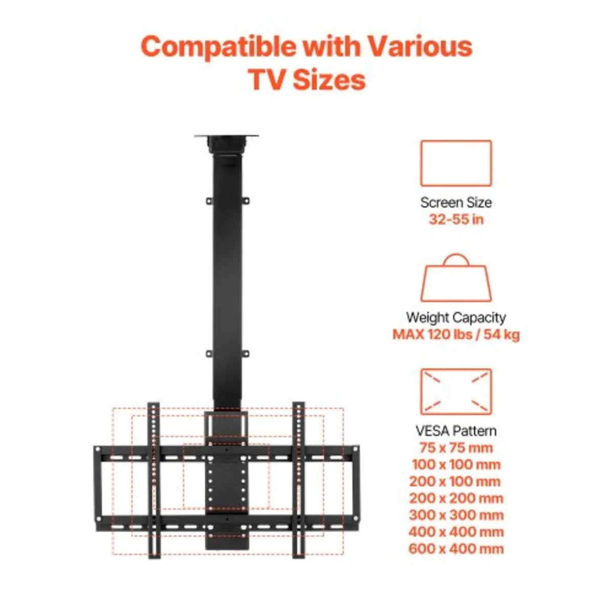Motorized Ceiling TV Mount, TV Wall Mount for 32 t - Image 3