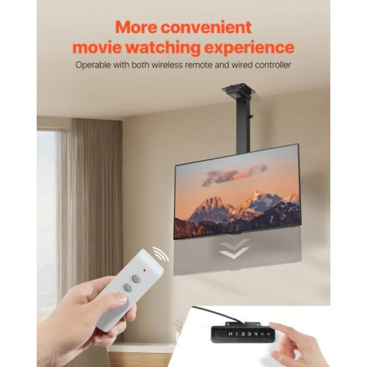 Motorized Ceiling TV Mount, TV Wall Mount for 32 t - Image 4