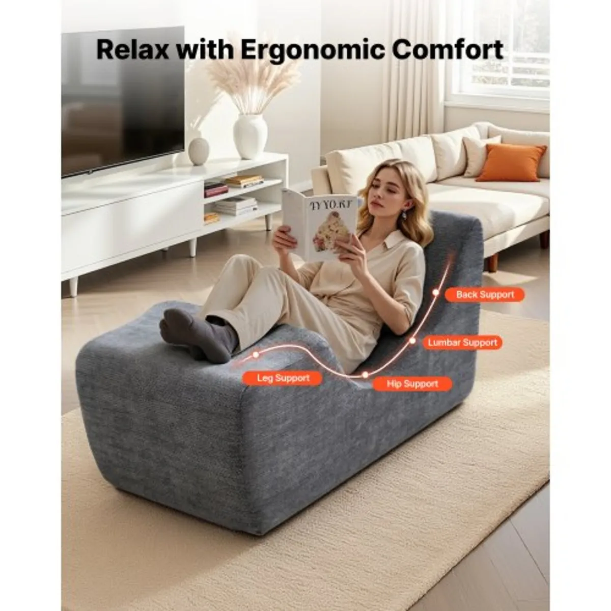 Yoga Chair Chaise, Ergonomic Chaise Lounge Chair f - Image 4