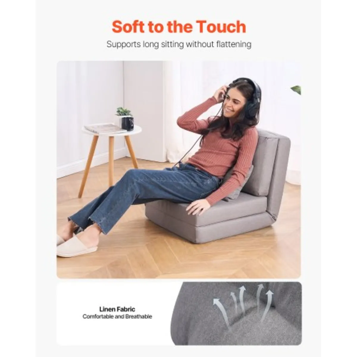 Convertible Flip Chair, 5-Position Adjustable Floo - Image 2