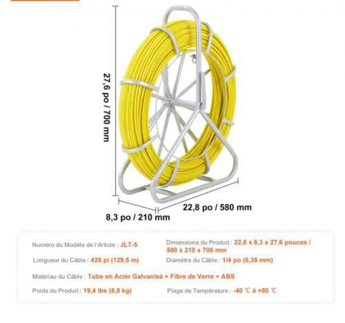 Fish Tape Fiberglass, 129.5 m, 6.4 mm, Duct Rodder - Image 2