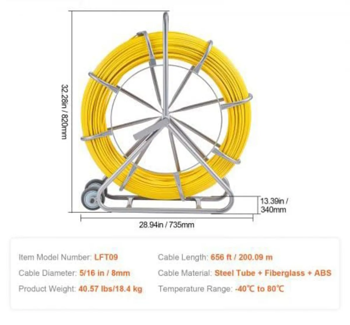 Fish Tape Puller Fiberglass 200mx7,9mm (656 ft 5/1 - Image 3