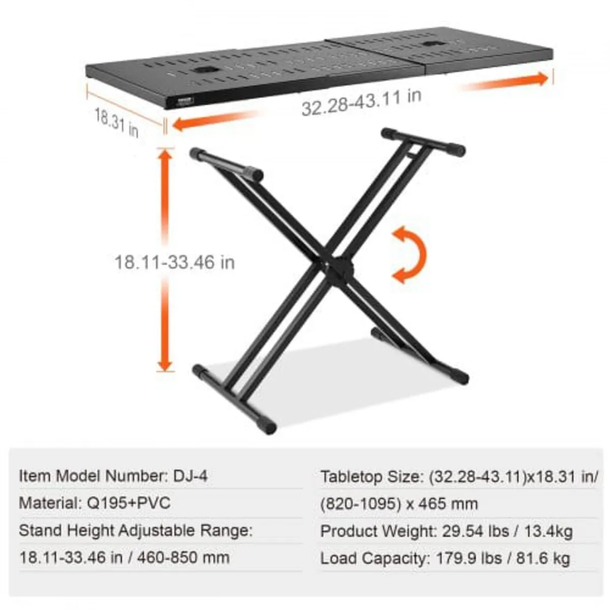 DJ Table Stand, (32"-43") x 18" Portable DJ Laptop - Image 3