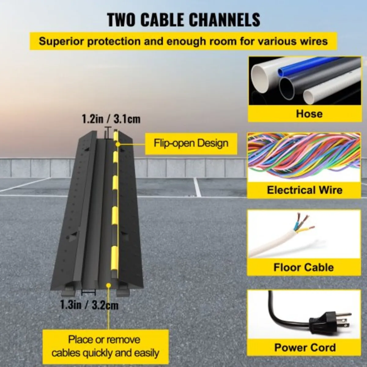 Cable Protector Ramp 101x24.5x5 cm , 5 Packs 2 Cha - Image 4