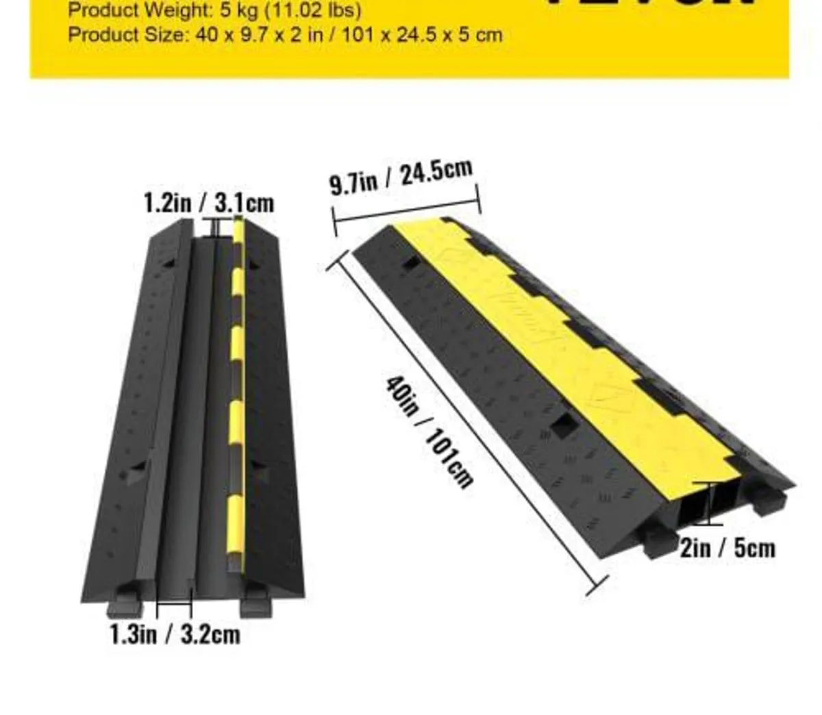Cable Protector Ramp 101x24.5x5 cm , 5 Packs 2 Cha - Image 2