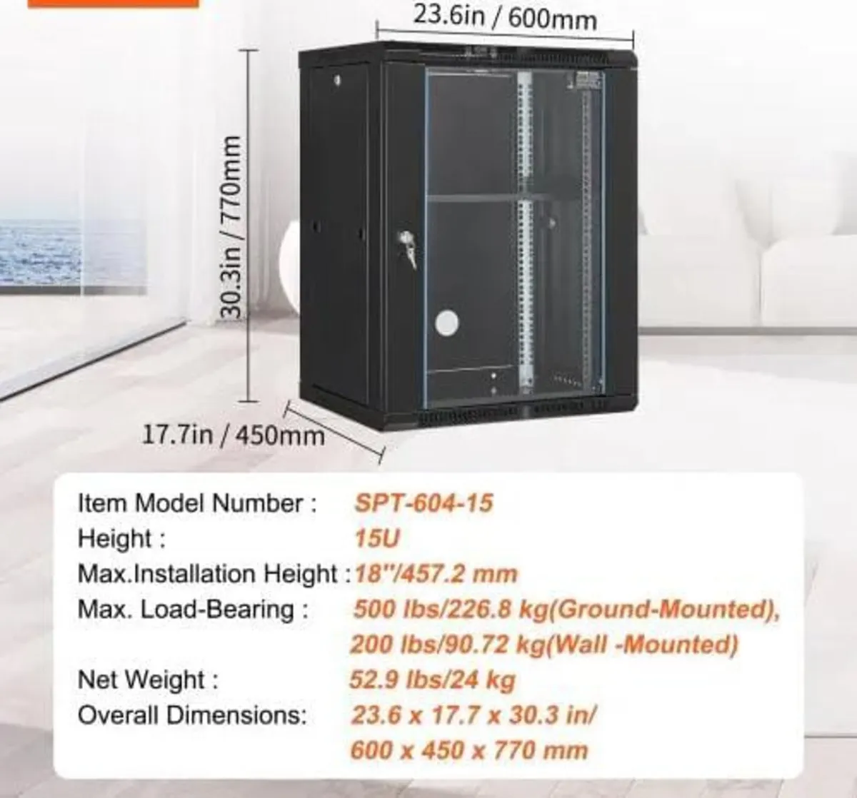 15U Wall Mount Network Server Rack Cabinet Enclosu - Image 4