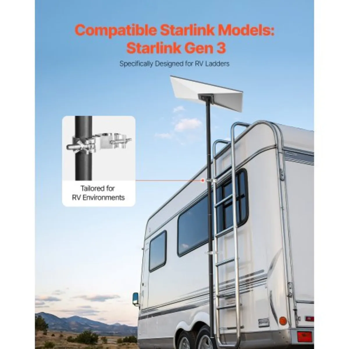 Starlink RV Ladder Mount, 360°Adjustable Angle Mou - Image 3