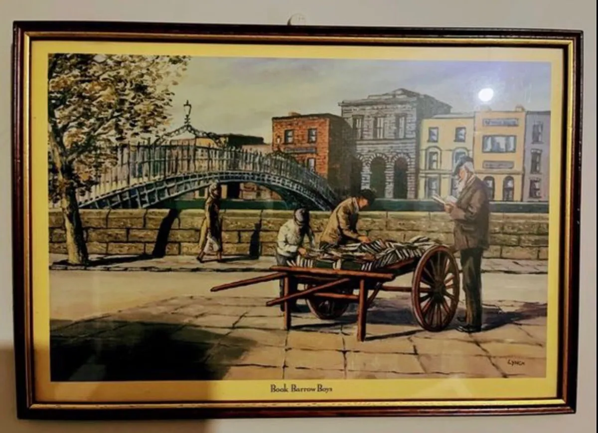 Vintage framed print Dublin Ha'penny Bridge