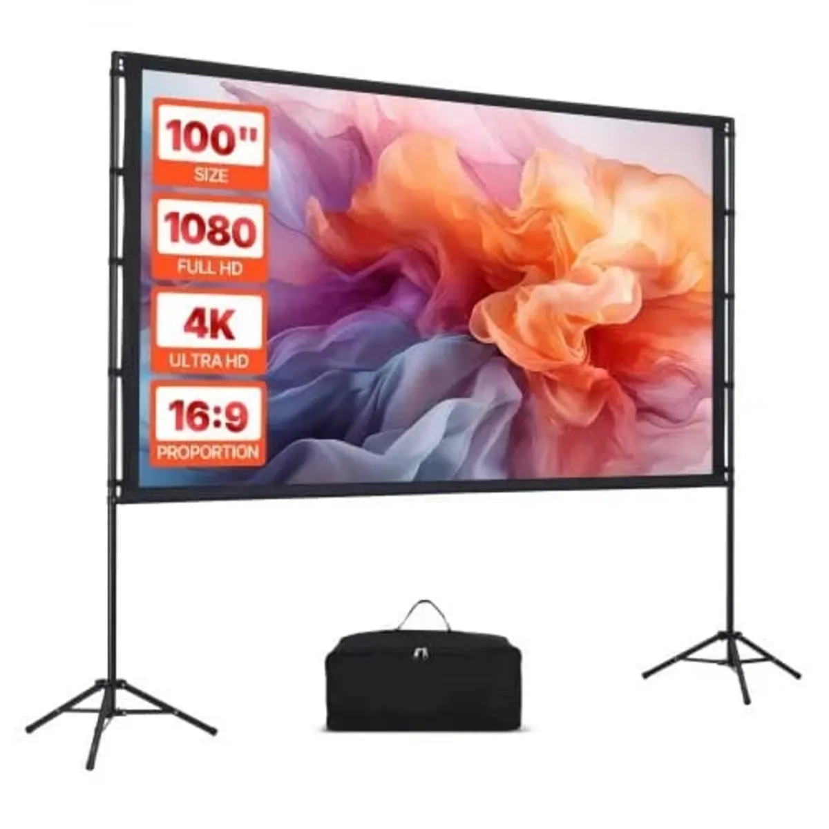 Projector Screen with Stand, 100 Inch 160° Wide An - Image 1