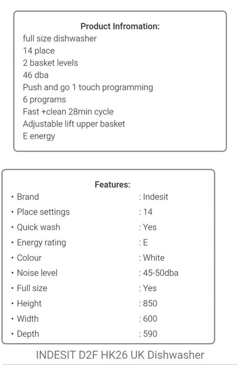 Indesit dishwasher new in packaging 230 euro - Image 3
