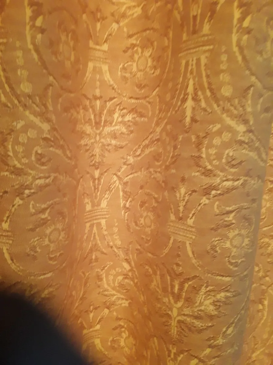 Lovely gold coloured embossed pattern large drapes - Image 1