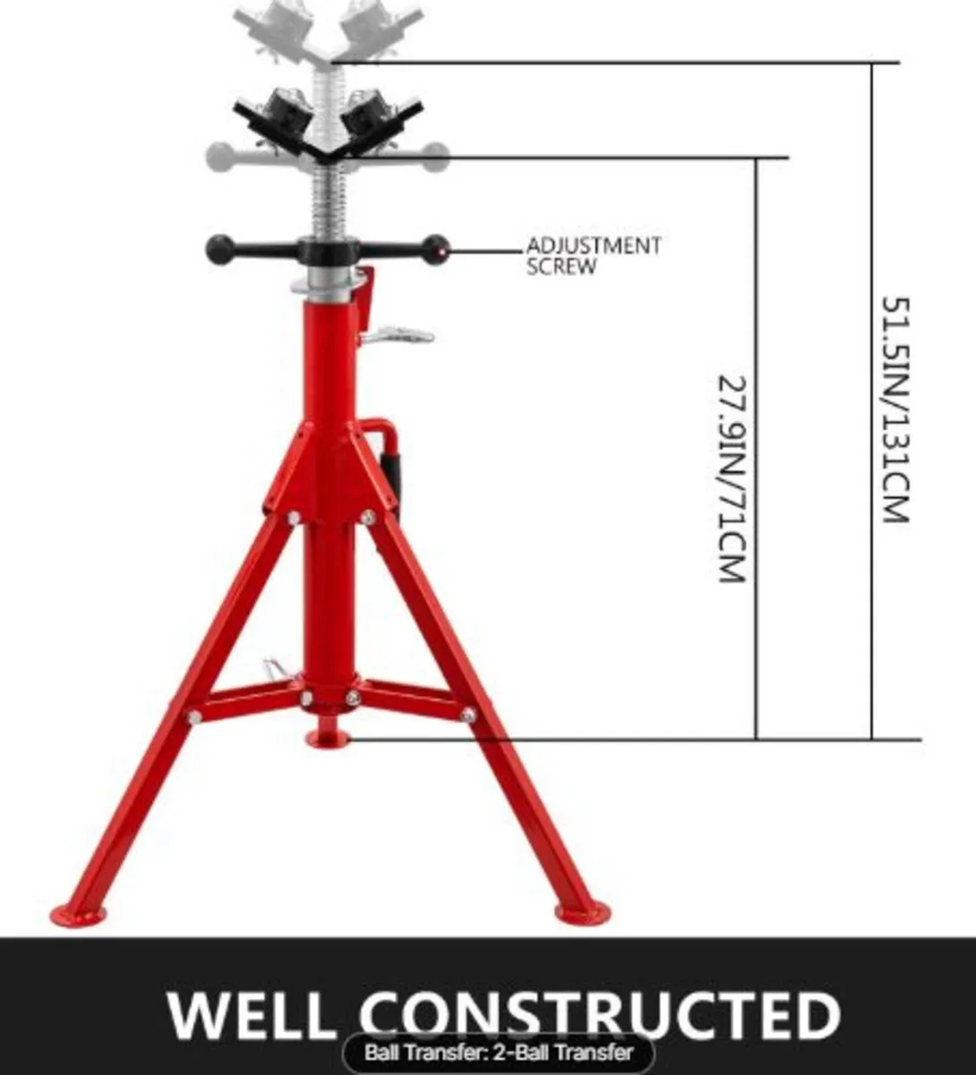 Pipe Jack Stand With 2-Ball Transfer V-Head - Image 3