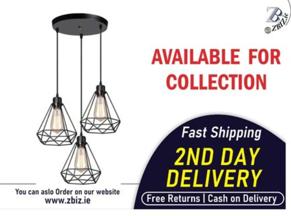 3 Light Vintage Industrial Cage Pendant Lamp - Image 1