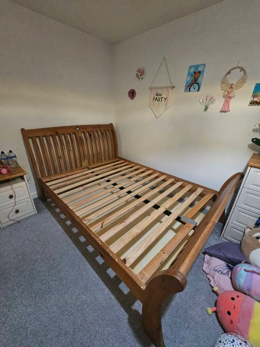 King-size wooden bed frame - Image 1