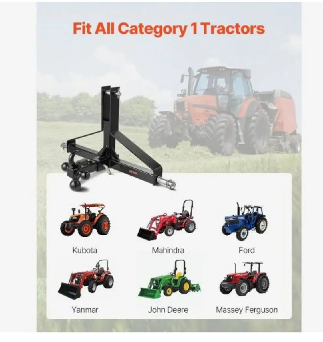 3 Point Trailer Hitch with 2 in Receiver - Image 3