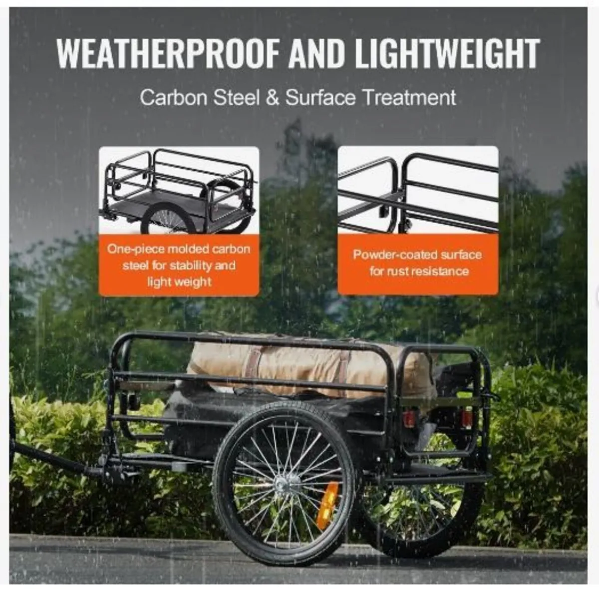 Bike Cargo Trailer, 72.5 kg Load Capacity - Image 1