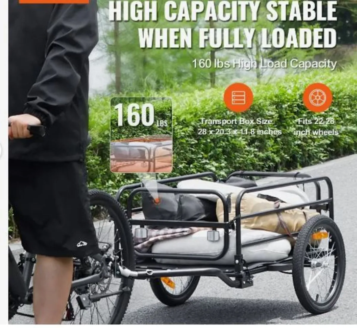 Bike Cargo Trailer, 72.5 kg Load Capacity - Image 4