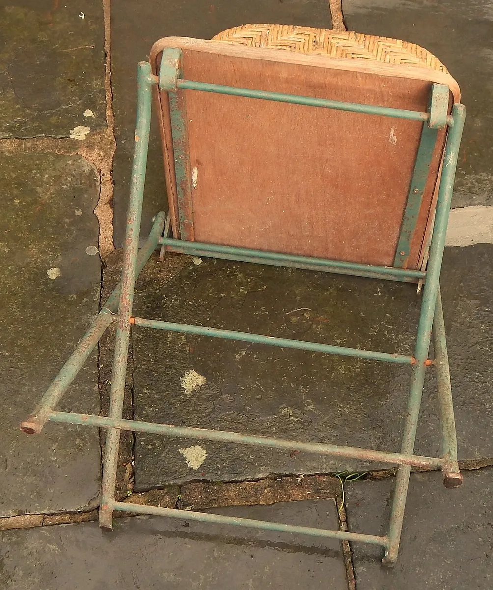 2 Garden Hand Made Metal & Rattan Folding Chairs - Image 4