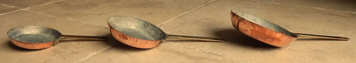 3 Small Cooper & Brass Pans - Image 2