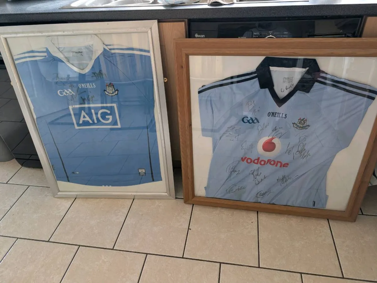 Signed and framed GAA jerseys Dublin Waterford - Image 1