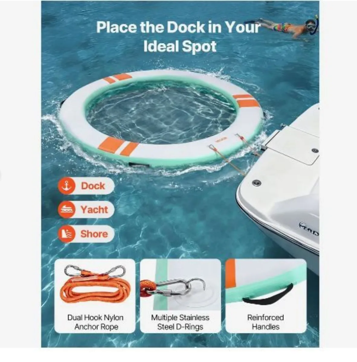 Inflatable Floating Dock, 2.44M Round - Image 2