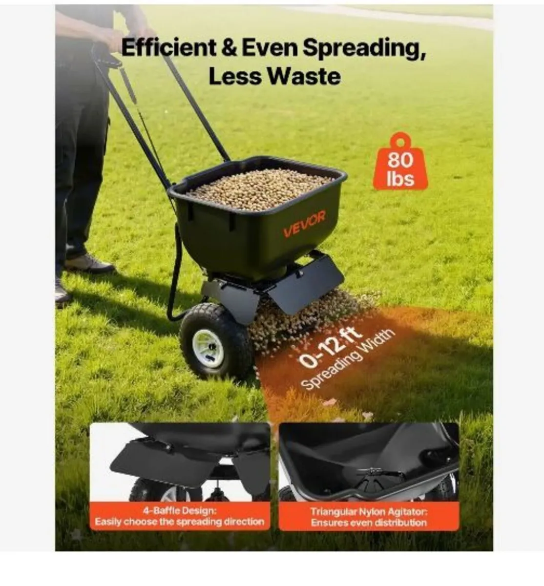 Push Lawn Spreader, 3.6m Spreading Width - Image 4