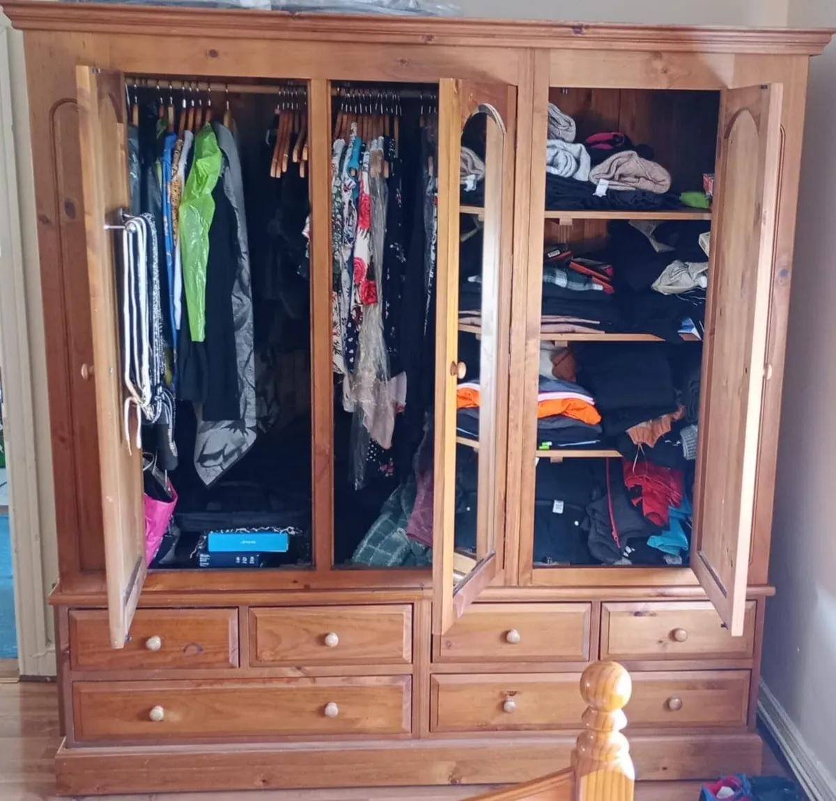 Large 3-door Solid Wood Wardrobe for Sale - Image 2