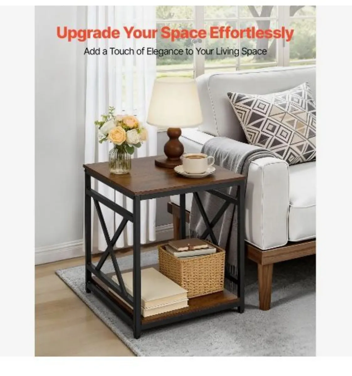 End Table, 2-Tier Square Side Table - Image 2