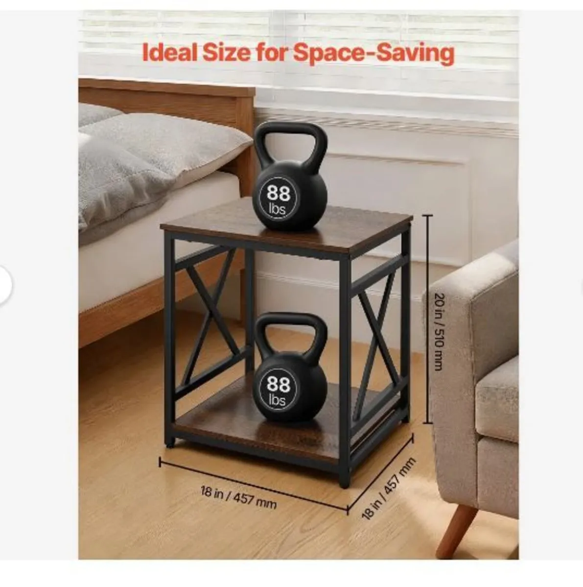 End Table, 2-Tier Square Side Table - Image 3