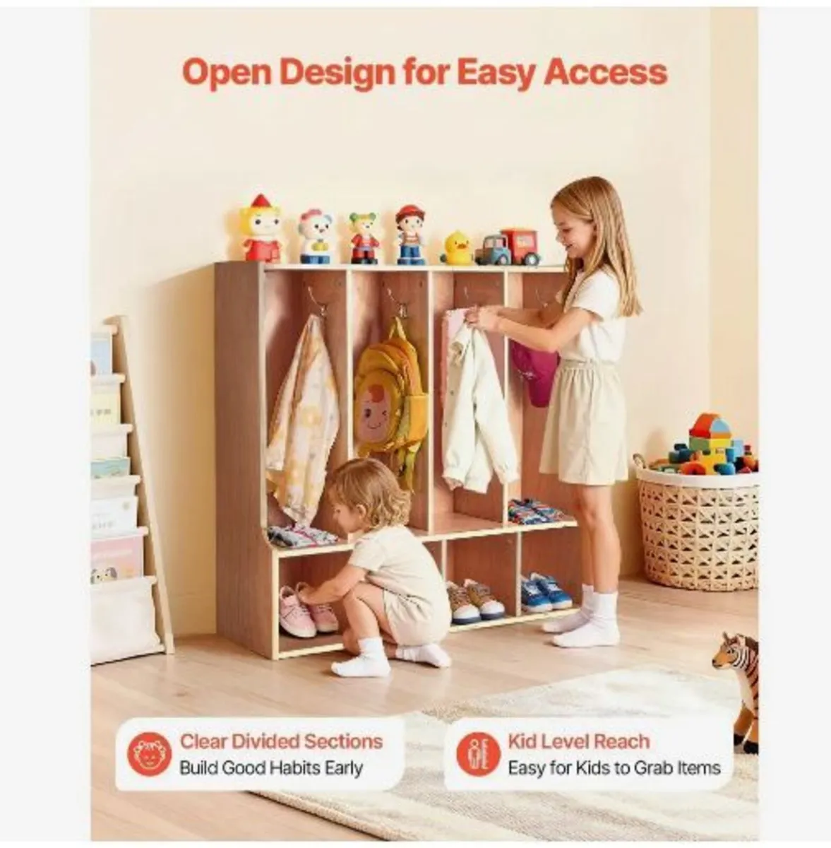 4-Section Kids Coat Locker - Image 2