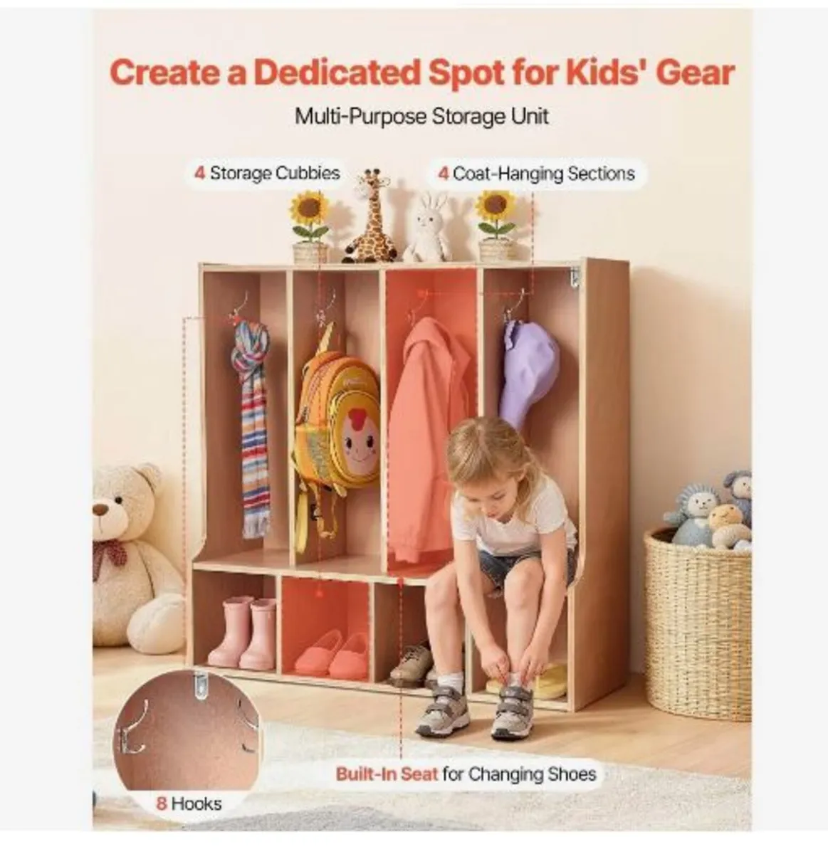 4-Section Kids Coat Locker - Image 3