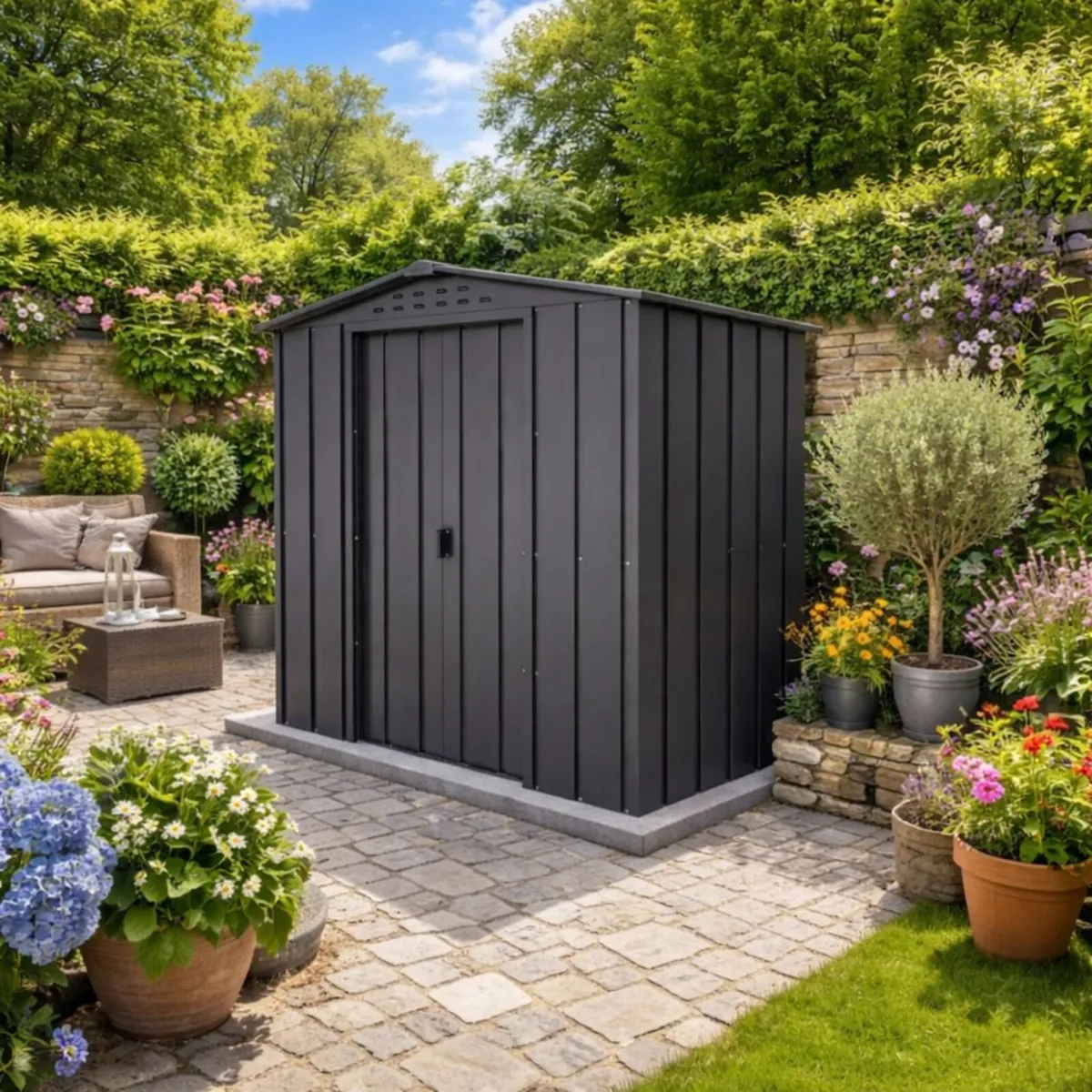 TOP Riverton 6x4 Metal Shed –Anthracite Grey - Image 1