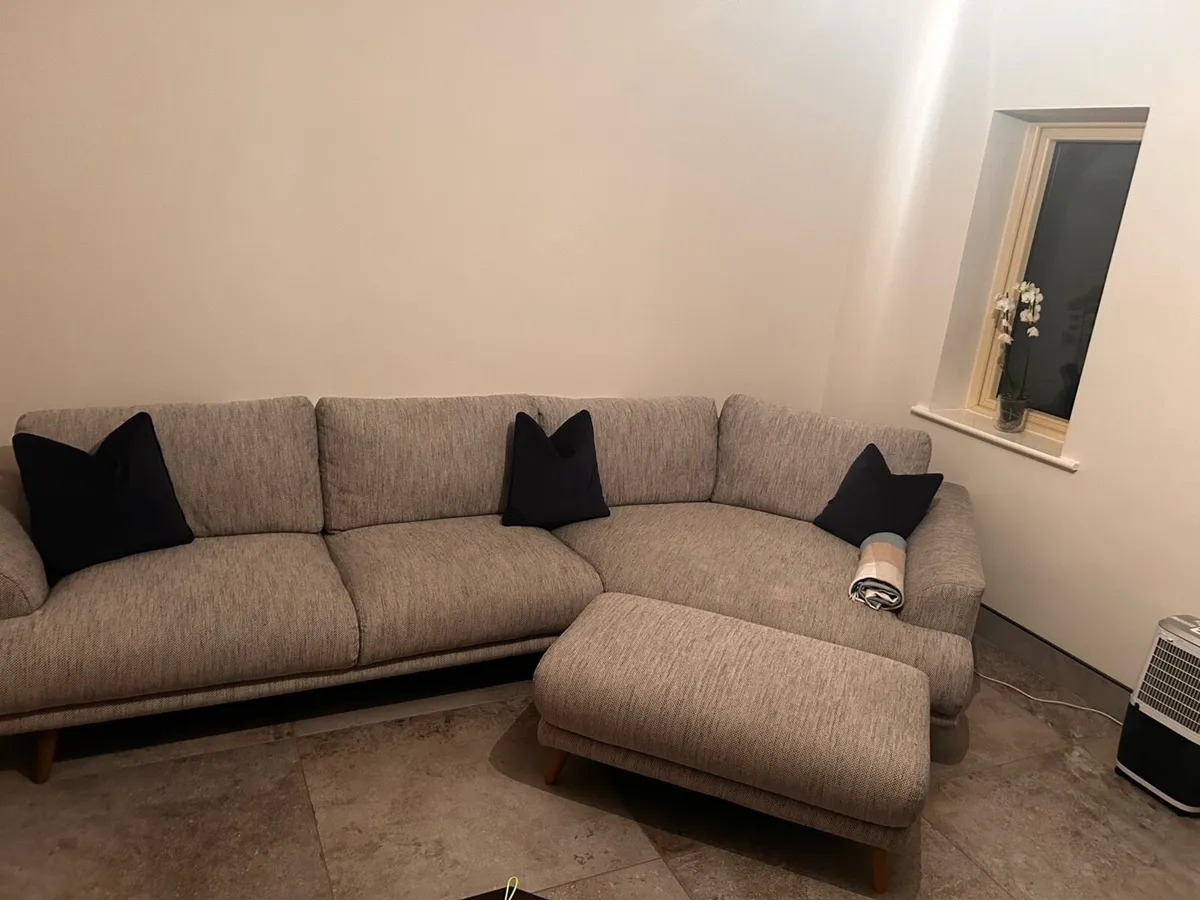 Long l couch and puffer - Image 3