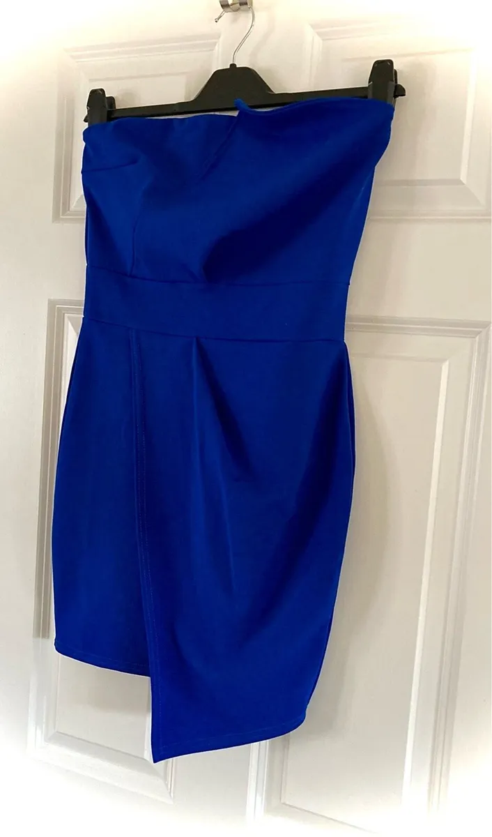 Elegant Mini Royal Blue Strapless Dress - Image 1