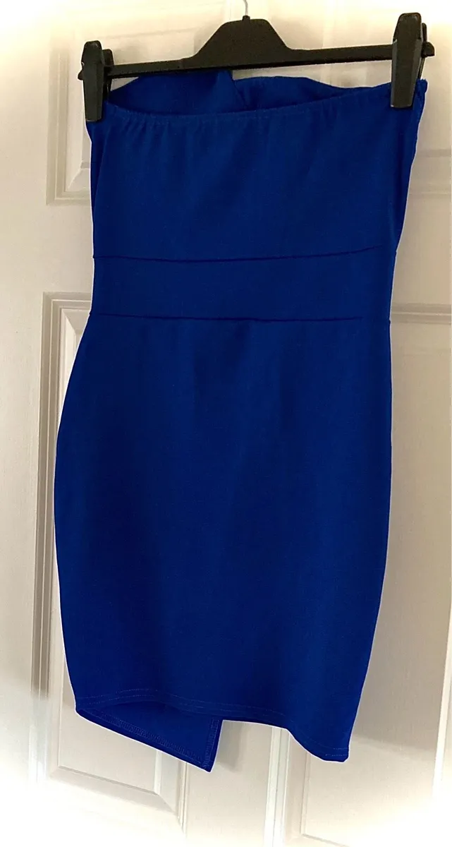 Elegant Mini Royal Blue Strapless Dress - Image 2